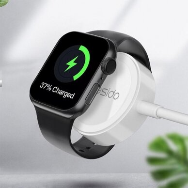 [Užsakomoji prekė] Įkroviklis wireless cablu USB la Apple Watch, Lightning, 2.4A, 1.2m - Yesido (CA70) - Baltas 2