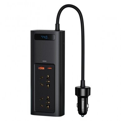 [Užsakomoji prekė] Inverteris USB, Type-C, CN/EU, 220V, 150W - Baseus (CRNBQ-A01) - Juodas