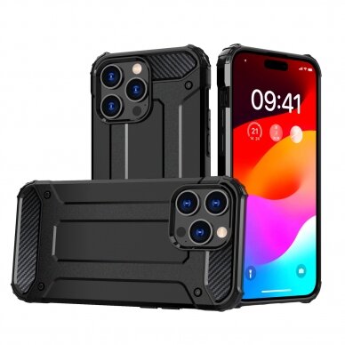 Dėklas Hybrid Armor iPhone 15 Pro Max - Juodas