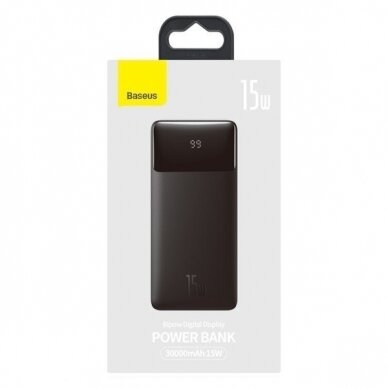 Akcija! Išorinė baterija Power Bank Baseus Bipow Type-C PD+2xQuick Charge 3.0 15W 30000mAh su ekranu juoda PPDML-K01   3