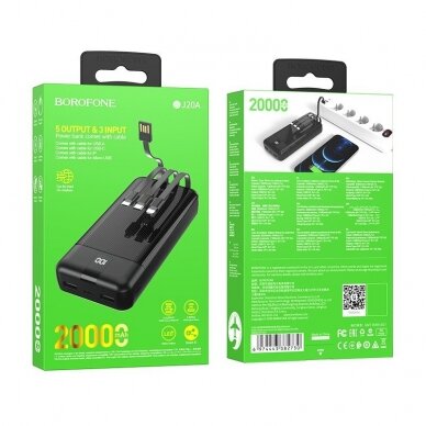 Išorinė baterija Power Bank Borofone BJ20A 5 Output 3 Input 20000mAh juoda 5