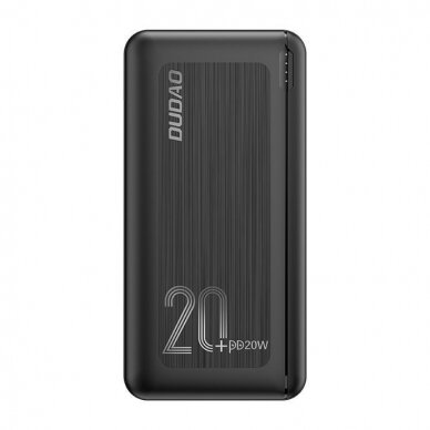 Išorinė baterija Power Bank Dudao K12PQ+ PD 20W QC 3.0 2xUSB-A/Type-C 20000mAh juodas