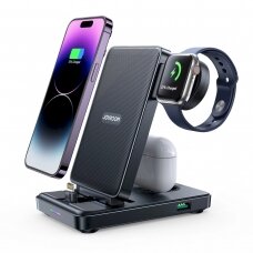 Joyroom JR-WQS02 iPhone AirPods Apple Watch 4in1 charging station foldable - Juodas