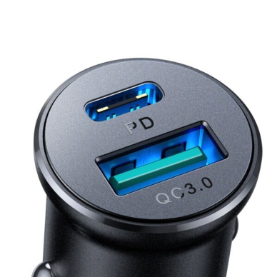 Joyroom JR-CCN05 30W USB-A USB-C mini car charger - black 1