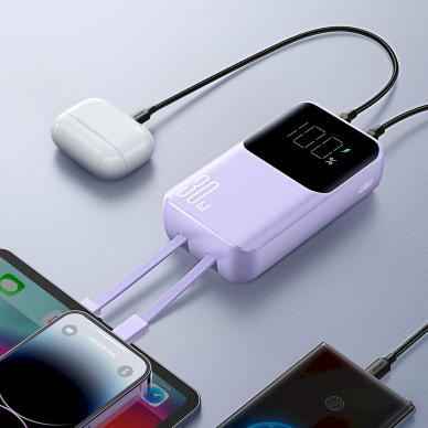 Joyroom JR-PBC06 mini power bankbuilt-in USB-C / Lightning Kabeliss 30W 10000mAh - violetinis 12