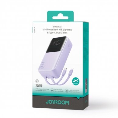 Joyroom JR-PBC07 20000mAh 30W mini power bankUSB-C Lightning Kabeliss - violetinis