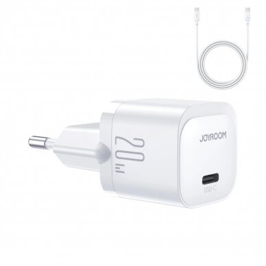 Joyroom JR-TCF02 USB-C PD 20W wall Įkroviklis  + USB-C Kabelis - baltas