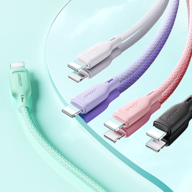 Joyroom Multi-Color Series SA34-AC6 USB-A / USB-C Cable 100W Fast Transfer 1m - Pink 10