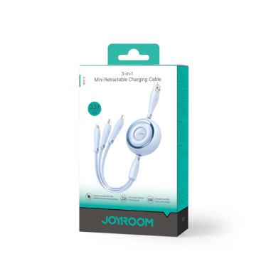 Joyroom S-A40 Colorful Series 3in1 retractable Kabelis USB-A to USB-C / Lightning / microUSB 1m - blue 1