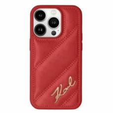 Dėklas Karl Lagerfeld Diagonal Quilted Script  iPhone 15 Pro - raudonas