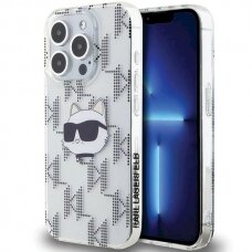 Karl Lagerfeld IML Choupette Head  Monogram dėklas iPhone 15 Pro Max - Permatomas