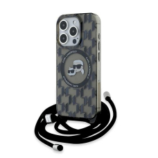 Dėklas Karl Lagerfeld IML Crossbody Monogram Karl  Choupette Head MagSafe  iPhone 15 Pro - Juodas