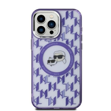 Dėklas Karl Lagerfeld IML Monogram Karl  Choupette Head MagSafe iPhone 15  - Violetinis