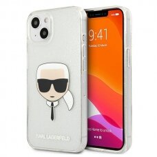 Oriignalus Karl Lagerfeld dėklas KLHCP13SKHTUGLS iPhone 13 mini 5,4" Sidabrinis Glitter Karl`s Head