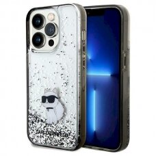 Karl Lagerfeld Liquid Glitter Choupette dėklas skirtas iPhone 14 Pro Max - Permatomas