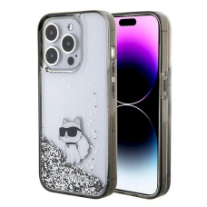 Karl Lagerfeld Liquid Glitter Choupette dėklas skirtas iPhone 15 Pro - Permatomas