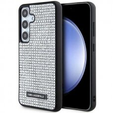 Originalus Karl Lagerfeld Dėklas Rhinestone Metal LogoSamsung Galaxy S24 - Sidabrinis