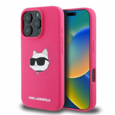 Karl Lagerfeld Silicone Choupette Head MagSafe iPhone 16 Pro Dėklas - Rožinis