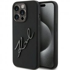 Karl Lagerfeld Silicone Karl Script dėklas skirtas iPhone 15 Pro - Juodas