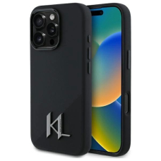 Dėklas Karl Lagerfeld Silicone Shadow Metal Initial MagSafe  iPhone 16 Pro Max - Juodas