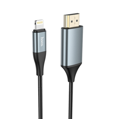 Kabelis Hoco UA15 Lightning to HDMI 2.0m pilkas