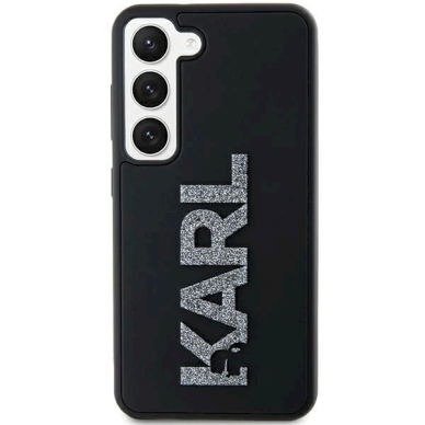 Originalus Karl Lagerfeld Dėklas 3D Rubber Glitter LogoSamsung Galaxy S23 - Juodas 2