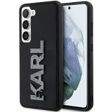 Originalus Karl Lagerfeld Dėklas 3D Rubber Glitter LogoSamsung Galaxy S23 - Juodas