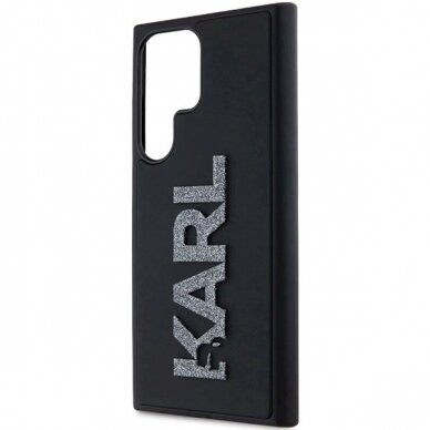 Originalus Karl Lagerfeld Dėklas 3D Rubber Glitter LogoSamsung Galaxy S23 Ultra - Juodas 4