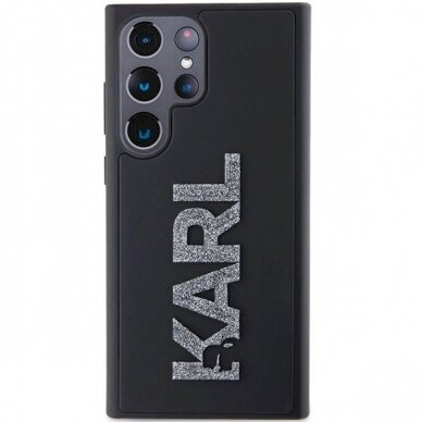 Karl Lagerfeld 3D Rubber Glitter Logo dėklas Samsung Galaxy S24 Ultra - Juodas 1