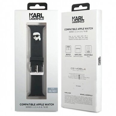 Apyrankė Karl Lagerfeld 3D Rubber Karl Head strap for Apple Watch 38/40/41mm - Juodas 3