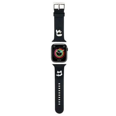 Apyrankė Karl Lagerfeld 3D Rubber Karl&amp;Choupette Heads strap for Apple Watch 38/40/41mm - Juodas