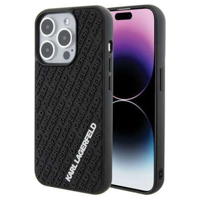 Karl Lagerfeld 3D Rubber Multi Logo case for iPhone 15 Pro - black