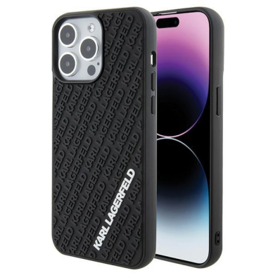 Karl Lagerfeld 3D Rubber Multi Logo case for iPhone 15 Pro Max - black