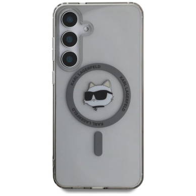 Karl Lagerfeld Button Choupette Head Printed Logo MagSafe Samsung Galaxy S25 Dėklas Juodas 2