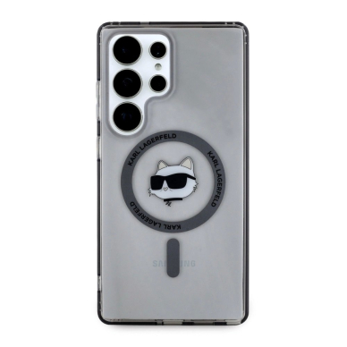 Karl Lagerfeld Button Choupette Head Printed Logo MagSafe Samsung Galaxy S25 Ultra Dėklas Juodas 2