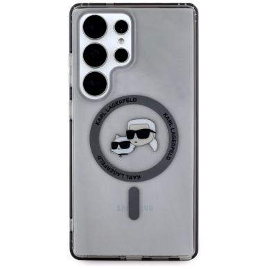 Karl Lagerfeld Button Karl  Choupette Heads Printed Logo MagSafe Samsung Galaxy S25 Ultra Dėklas Juodas 2