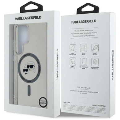 Karl Lagerfeld Button Karl  Choupette Heads Printed Logo MagSafe Samsung Galaxy S25 Ultra Dėklas Juodas 7