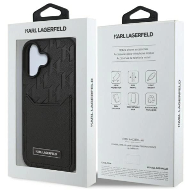 Dėklas Karl Lagerfeld Cardslots Monogram iPhone 16  - Juodas 7