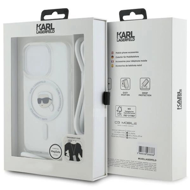 Karl Lagerfeld Crossbody IML Karl Head MagSafe dėklas iPhone 15 Pro Max - Permatomas 6