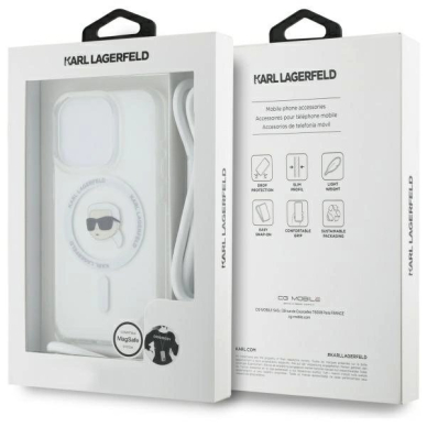 Dėklas Karl Lagerfeld Crossbody IML Karl Head Magsafe  iPhone 16 Pro - Skaidrus 6