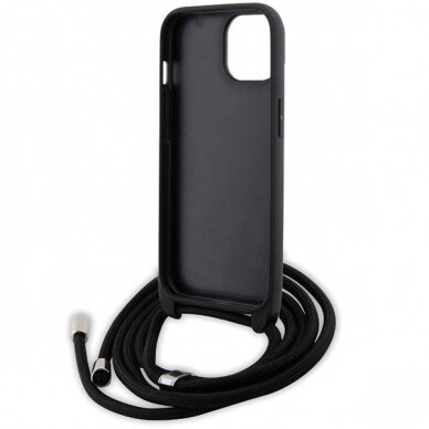 Karl Lagerfeld Crossbody Saffiano Monogram Metal Pin Karl &amp; Choupette Case for iPhone 15 - Black 5