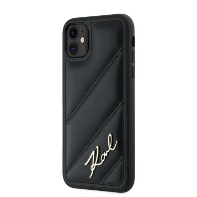 Dėklas Karl Lagerfeld Diagonal Quilted Script  iPhone 11 / Xr - Juodas 1