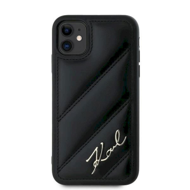 Dėklas Karl Lagerfeld Diagonal Quilted Script  iPhone 11 / Xr - Juodas 2