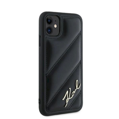 Dėklas Karl Lagerfeld Diagonal Quilted Script  iPhone 11 / Xr - Juodas 3