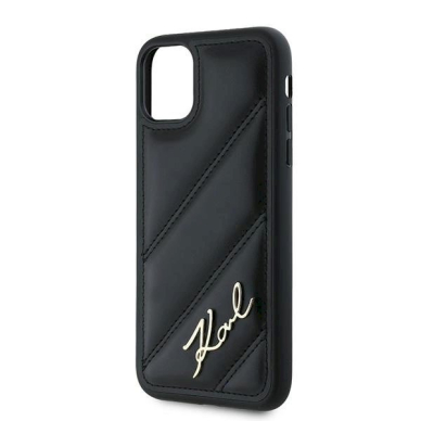 Dėklas Karl Lagerfeld Diagonal Quilted Script  iPhone 11 / Xr - Juodas 5