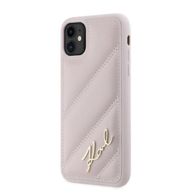 Dėklas Karl Lagerfeld Diagonal Quilted Script  iPhone 11 / Xr - Rožinis 1