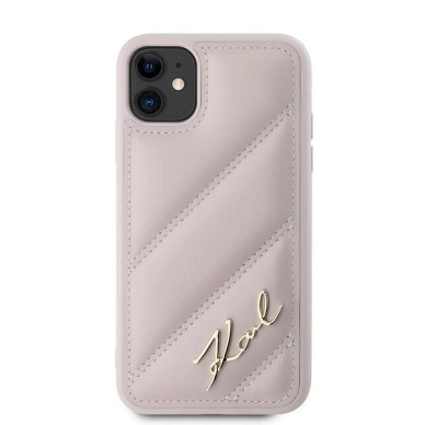 Dėklas Karl Lagerfeld Diagonal Quilted Script  iPhone 11 / Xr - Rožinis 2