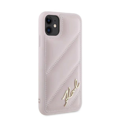 Dėklas Karl Lagerfeld Diagonal Quilted Script  iPhone 11 / Xr - Rožinis 3