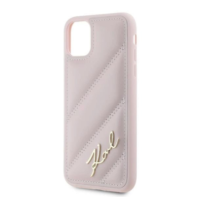 Dėklas Karl Lagerfeld Diagonal Quilted Script  iPhone 11 / Xr - Rožinis 5