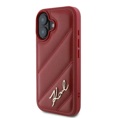 Dėklas Karl Lagerfeld Diagonal Quilted Script iPhone 16  - raudonas 1